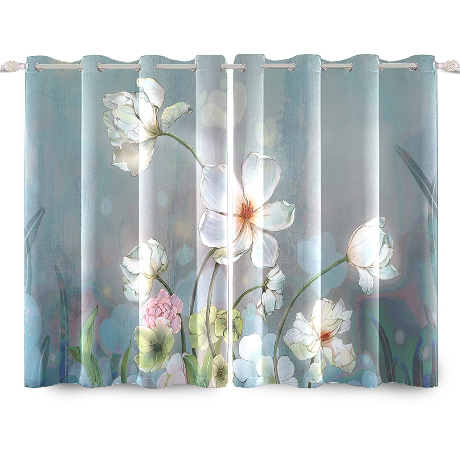 140 x 229 cm kwiat akwarela zasłona okienna biały różowy lotos kwiatowy botaniczna roślina zielone liście wiejska letnia sceneria okna zasłony do kuchni blokada światła, 2 panele