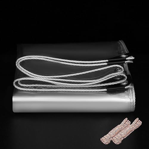 EASTARP Lona de vinilo transparente resistente al agua, 6 x 10 pies y 0.709 in, resistente a los rayos UV, con ojales, cubierta para plantas,