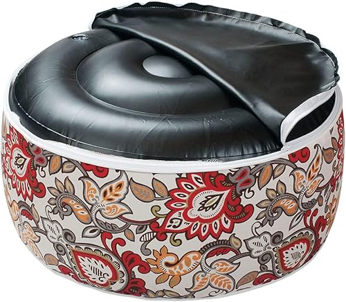Miniatura 7 de MAGPIE FABRICS Taburete inflable para interiores y exteriores, reposapiés redondo repelente al agua, con bomba de pie, 20 pulgadas de diámetro x 9