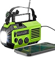 Vista 9 de FosPower NOAA Radio meteorológica de emergencia A6 19240mWh, banco de energía portátil, AM/FM, USB/solar/carga de manivela, funciona