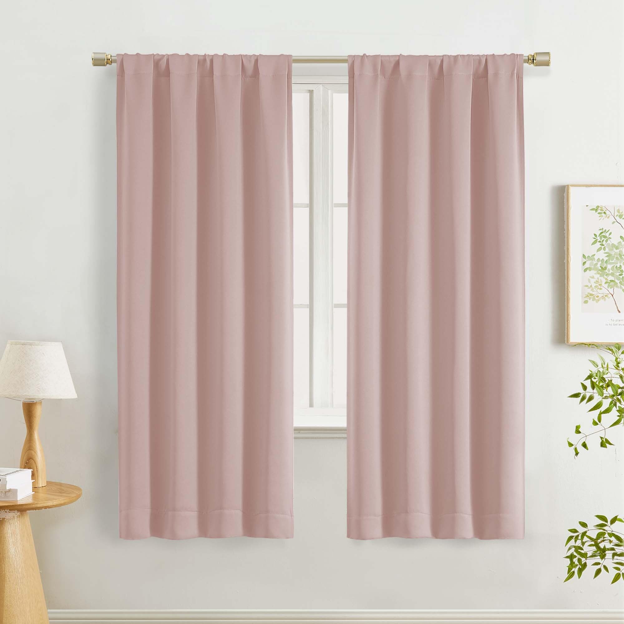 Lecloud Blush Pink Room Darkening Curtains 63 Inch Length 2 Panels Set, Thermal Insulated Energy Soft Window Curtains for Bedroom Living Room Dining