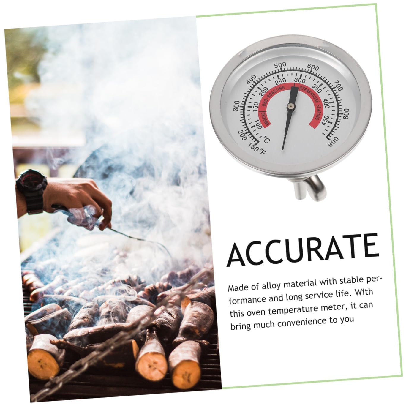 BESPORTBLE 5pezzi Termometro Per Bbq e Misuratore Inossidabile Facile Per Grigliate e Precise