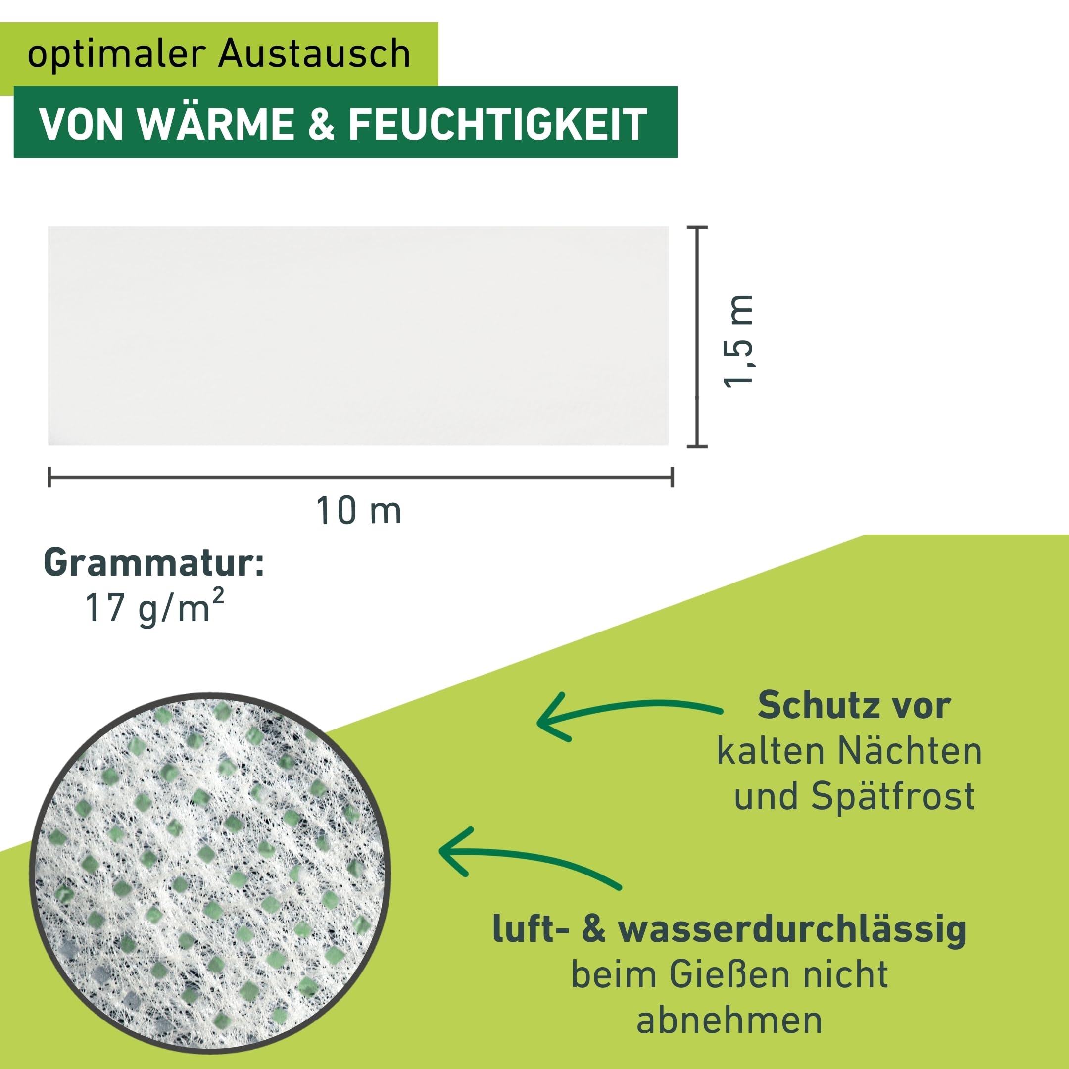 Windhager Garten-Vlies BASIC – 10x1,5 M, Weiß, Schützt Vor Frost & Unkraut, Packung Mit 2