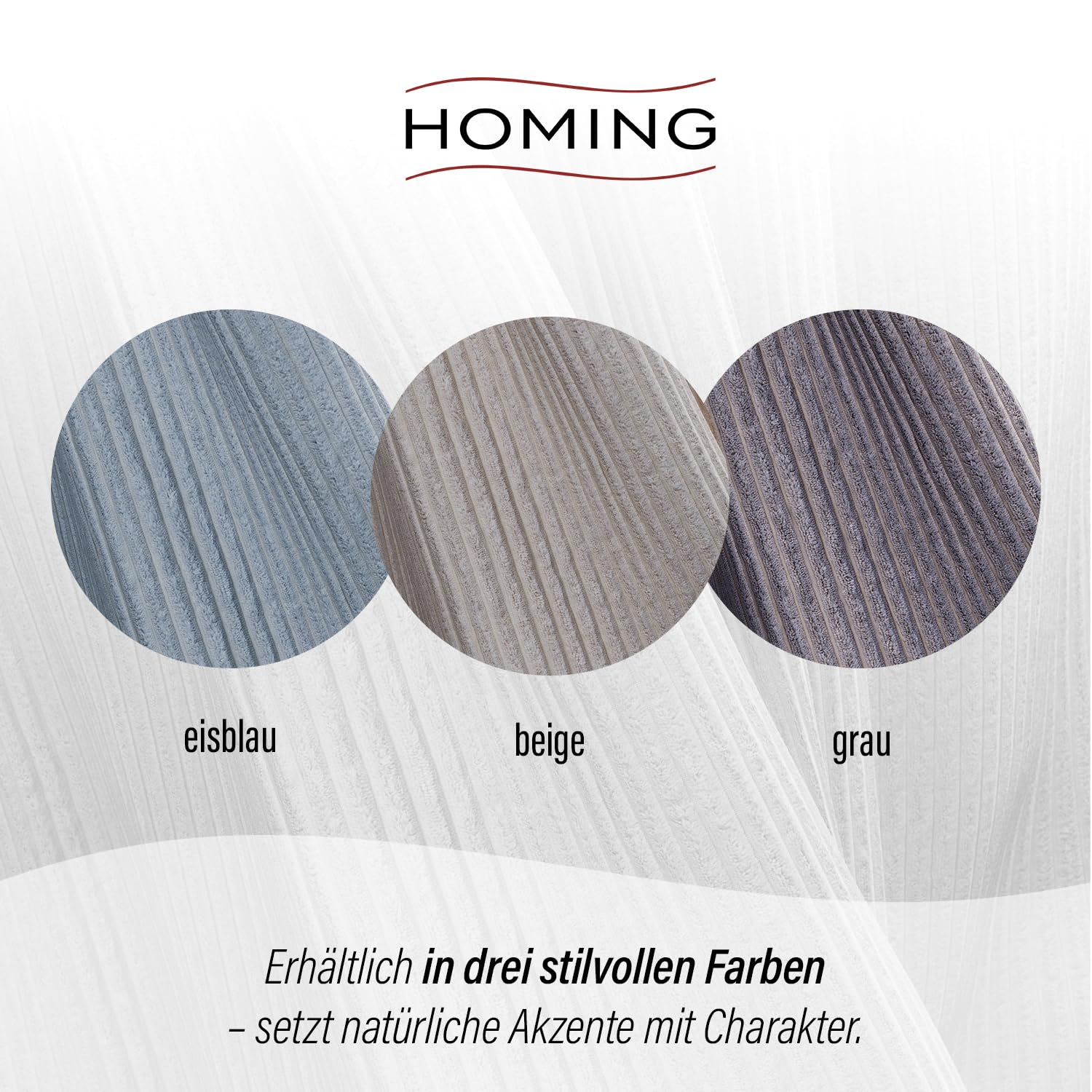 Homing Cord-Vorhang Sven Beige | Schlaufenvorhang inkl. Multifunktionsband | Blickdichter Vorhang Schlafzimmer & Wohnzimmer | Blickdicht mit verdeckten Schlaufen | 140x245 cm | 1 STK.