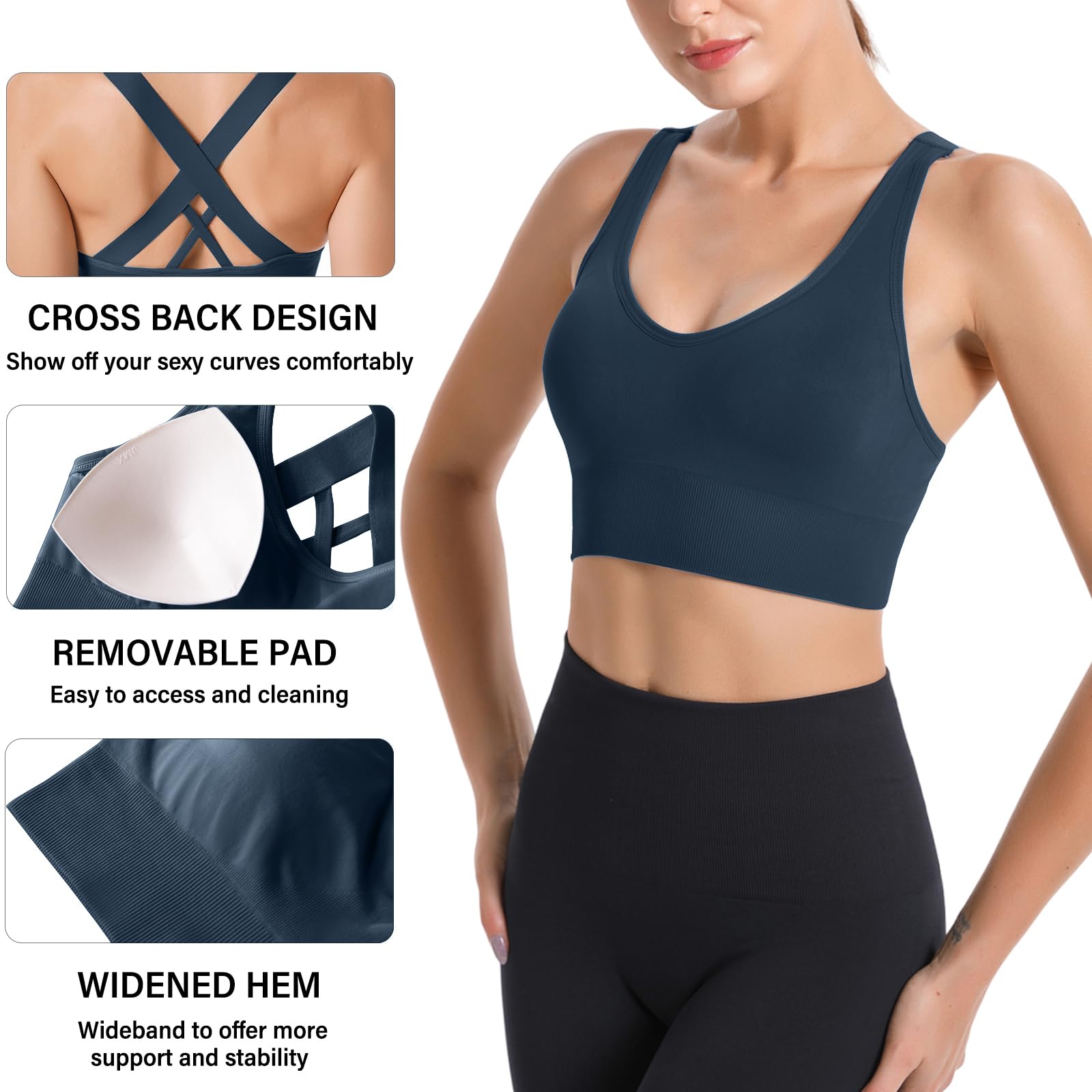 HANERDUN Soutiens-Gorge de Sport Femme Brassiere Running sous-Vêtements Maintien Fort Sportswear Haut