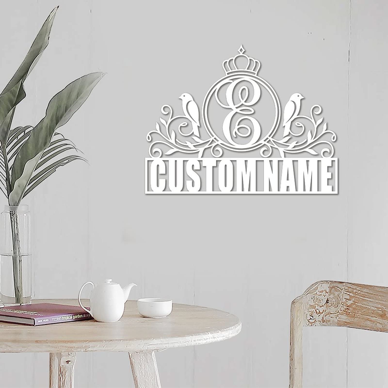 Letrero de metal con monograma de letra dividida, letrero de nombre E al aire libre, letrero personalizado para puerta delantera, apellido, letrero de metal, regalo de boda, puerta, colgador de metal,