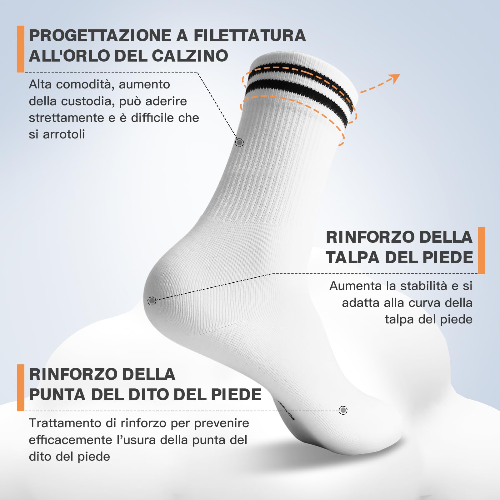 Smart Sir Calzini Sportivi Per Uomo E Donna Da 4 Paia In Cotone Di Alta Qualità, Comodi E Traspiranti, Bianchi, Calzini Lunghi