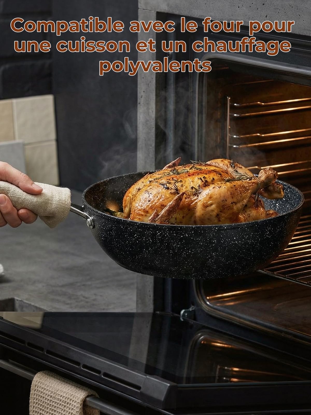 FOHERE Batterie de Cuisine Induction, 17 Pièces Revêtement Antiadhésif | Revêtement Céramique Sets de Poêles et Casseroles avec Couvercle, Aluminium, Noir