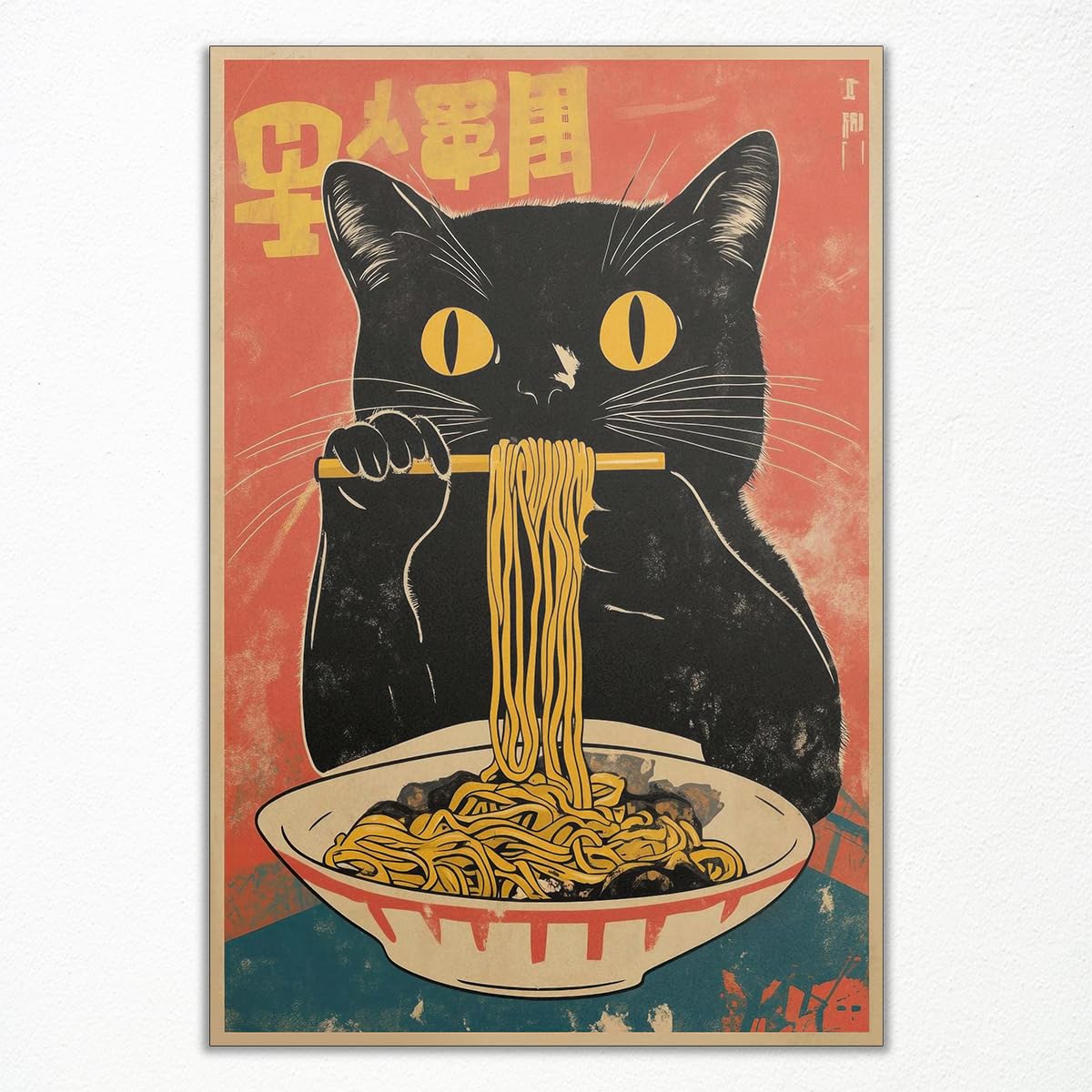 Vintage Japanese Cat Ramen Art Review: Quirky Kitchen Decor