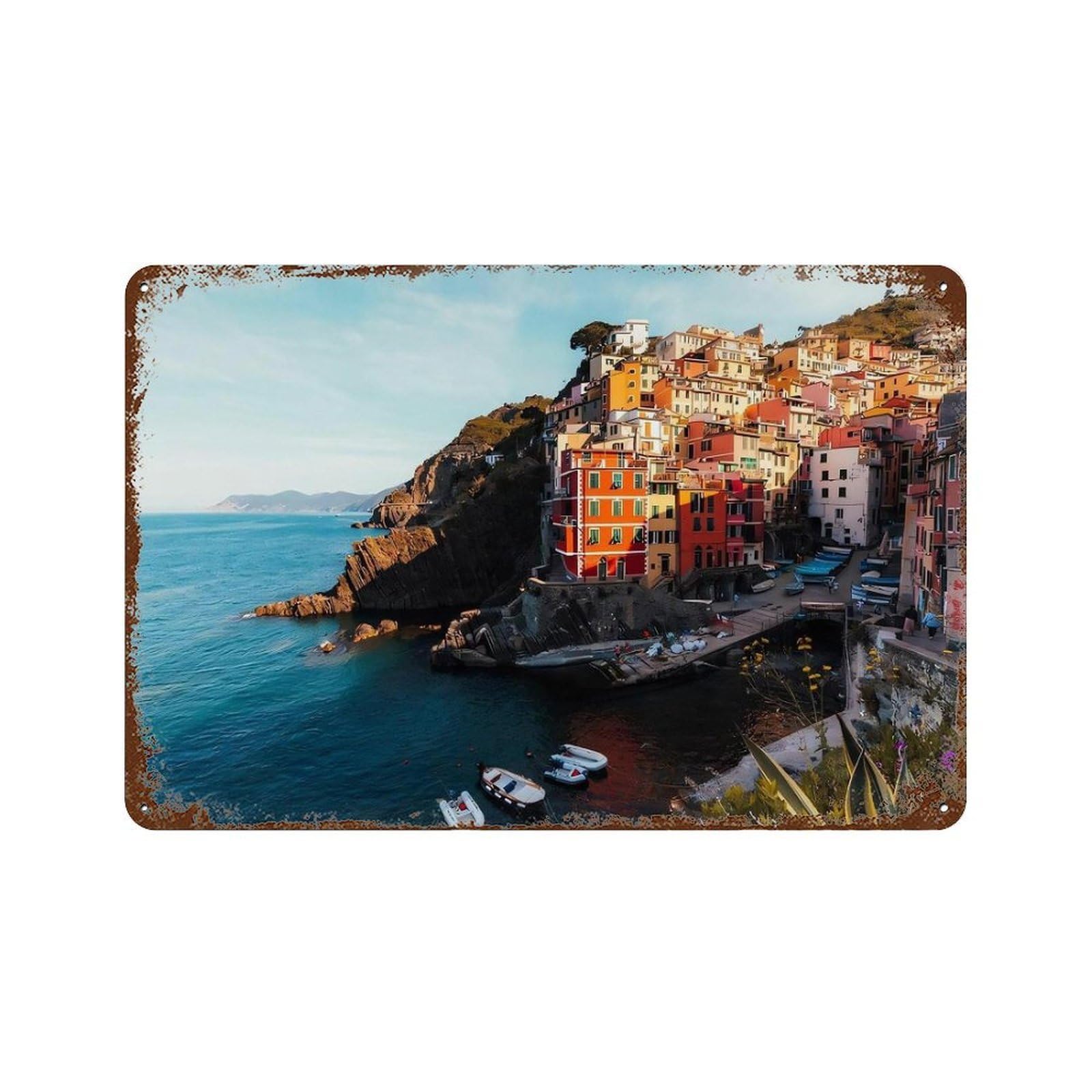 xiaoxiaoshen Amalfi Coast, Wall Decor Art Metal Tin Poster Modern Home Decor Art Home Bar Shop Decorations Vintage Sign 20x30cm