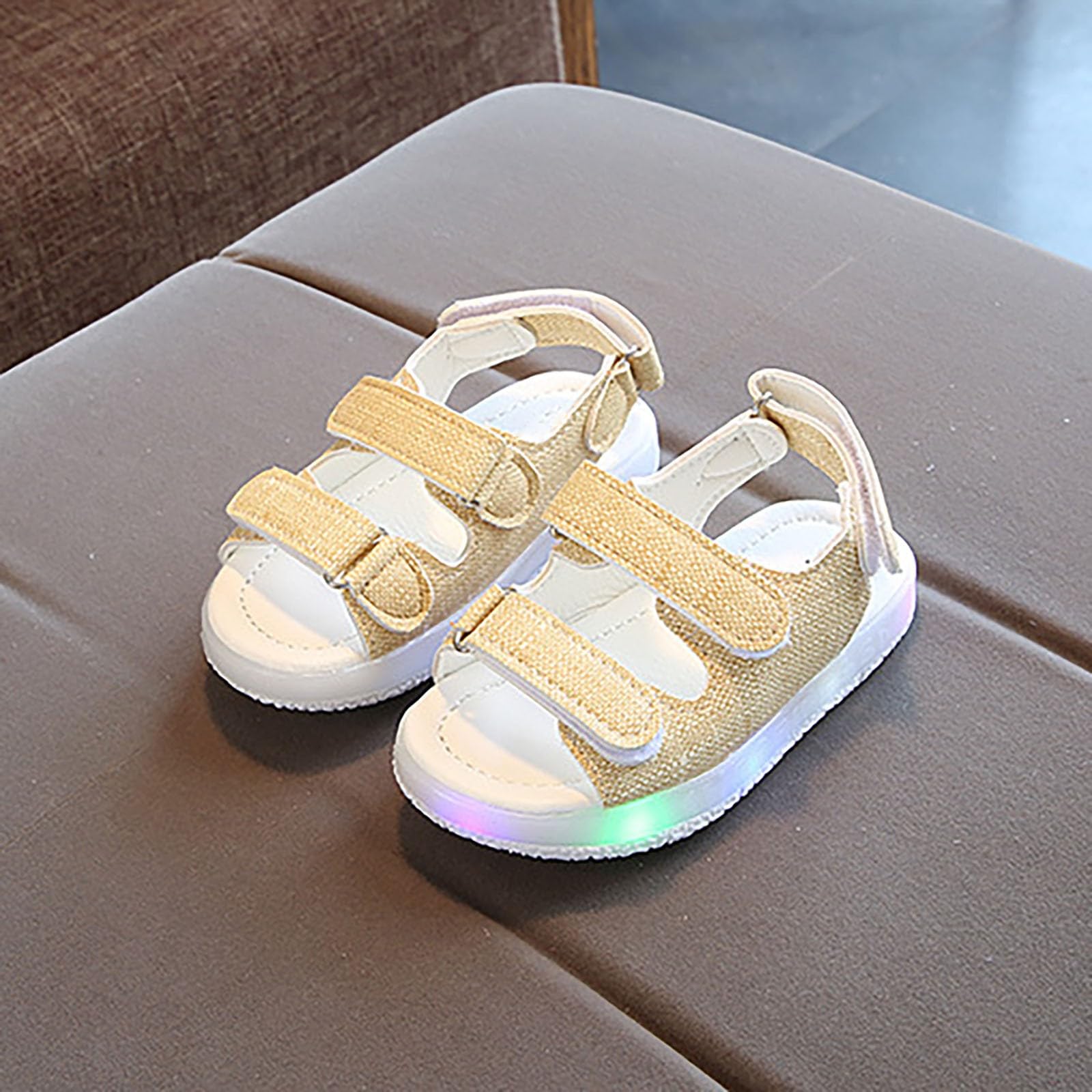 girl sandal size 4 Boys Girls LED Sandals Shoes Baby Toddler Summer Baby Shoes (Yellow, 6.5 Infant)