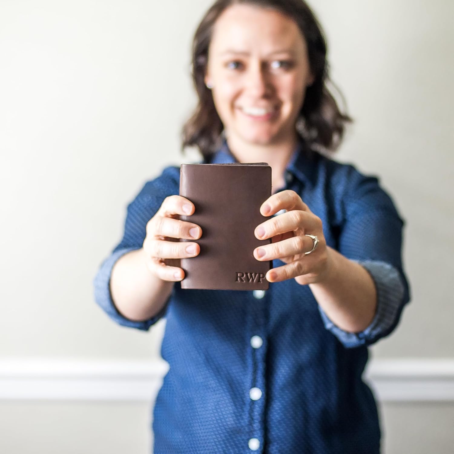 Ox & Pine Refillable Pocket Leather Journal Notebook Personalized (Dark Brown, Lined Paper)