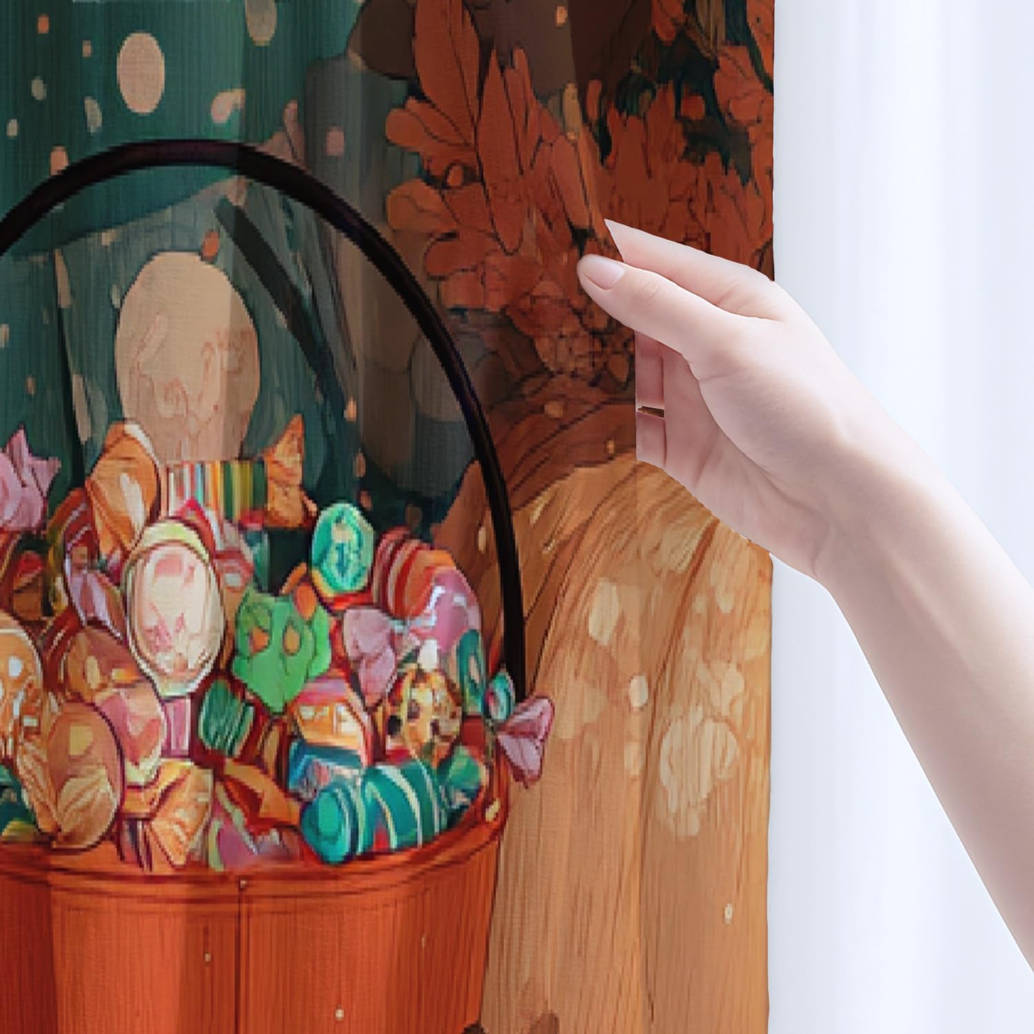 Ilustracja kreskówka kot dynia kostium zasłony dla chłopców i dziewcząt kolekcja na imprezę dyniową - zasłony zaciemniające redukujące dźwięk i ciepło, piaskowiec, szer. 46 x dł. 90 (2 panele) 117 x