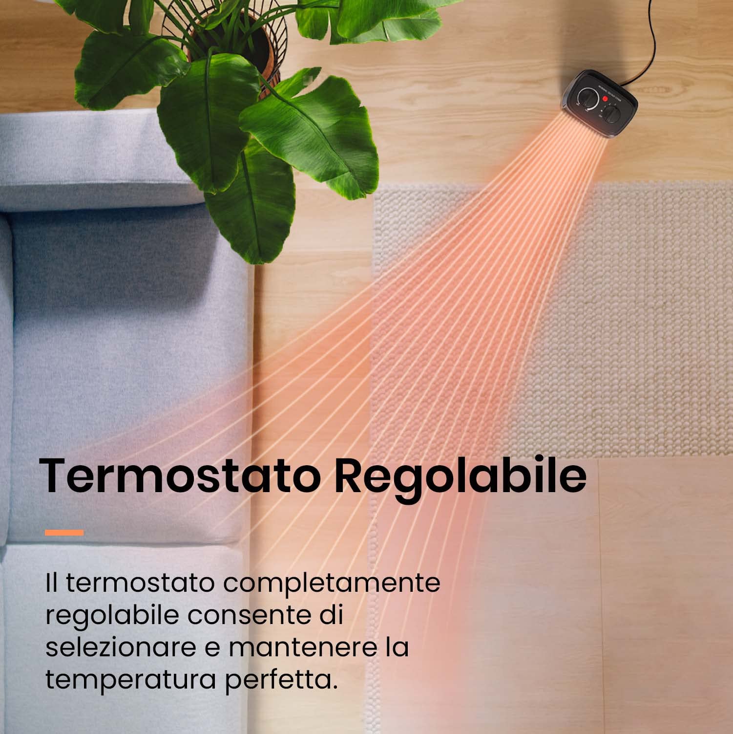 Pro Breeze Stufetta Elettrica Basso Consumo 2000W in Ceramica - 3 modalità, ventilazione, protezione surriscaldamento/ribaltamento. Compatta e sicura per casa, ufficio, bagno. Termoventilatore