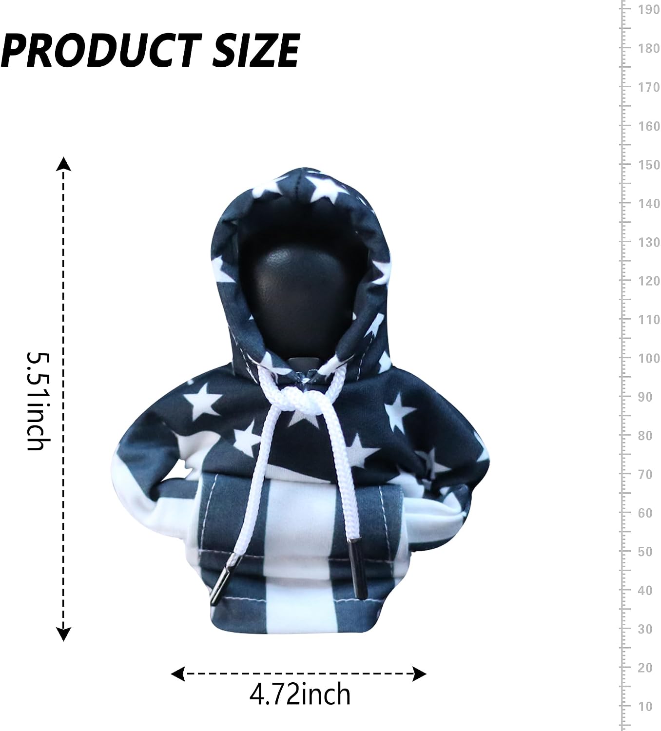 Stacool Car Gear Shift Cover with US Flag Design,Fashionable Gear Shift Hoodie for Shifter Knobs,Universal Car Interior Accessories Funny Car Shift Knob Cover for Cars Trucks SUVs (Black White/U+D) image 2