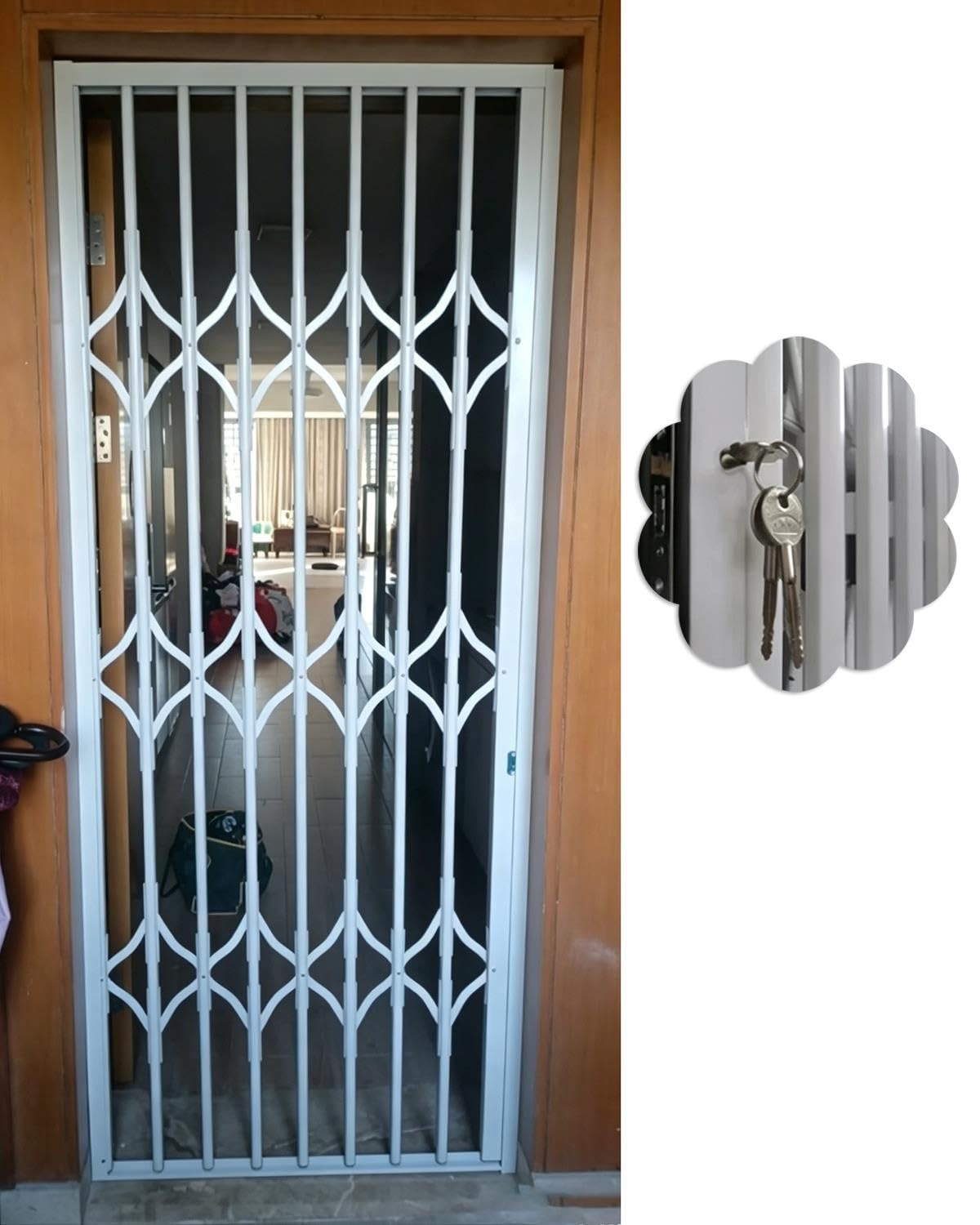 Rejas para Ventanas Barra de Seguridad con Cerradura para Puerta Corredera