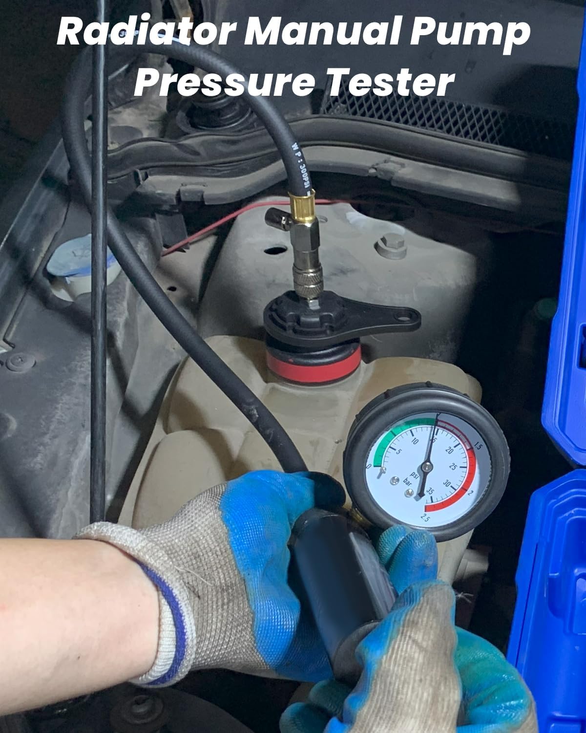 ATPEAM 28pcs Universal Radiator Pressure Tester Coolant Pressure Tester and Vacuum Refill Kit for Automotive Cooling System Water Tank Leakage Detection