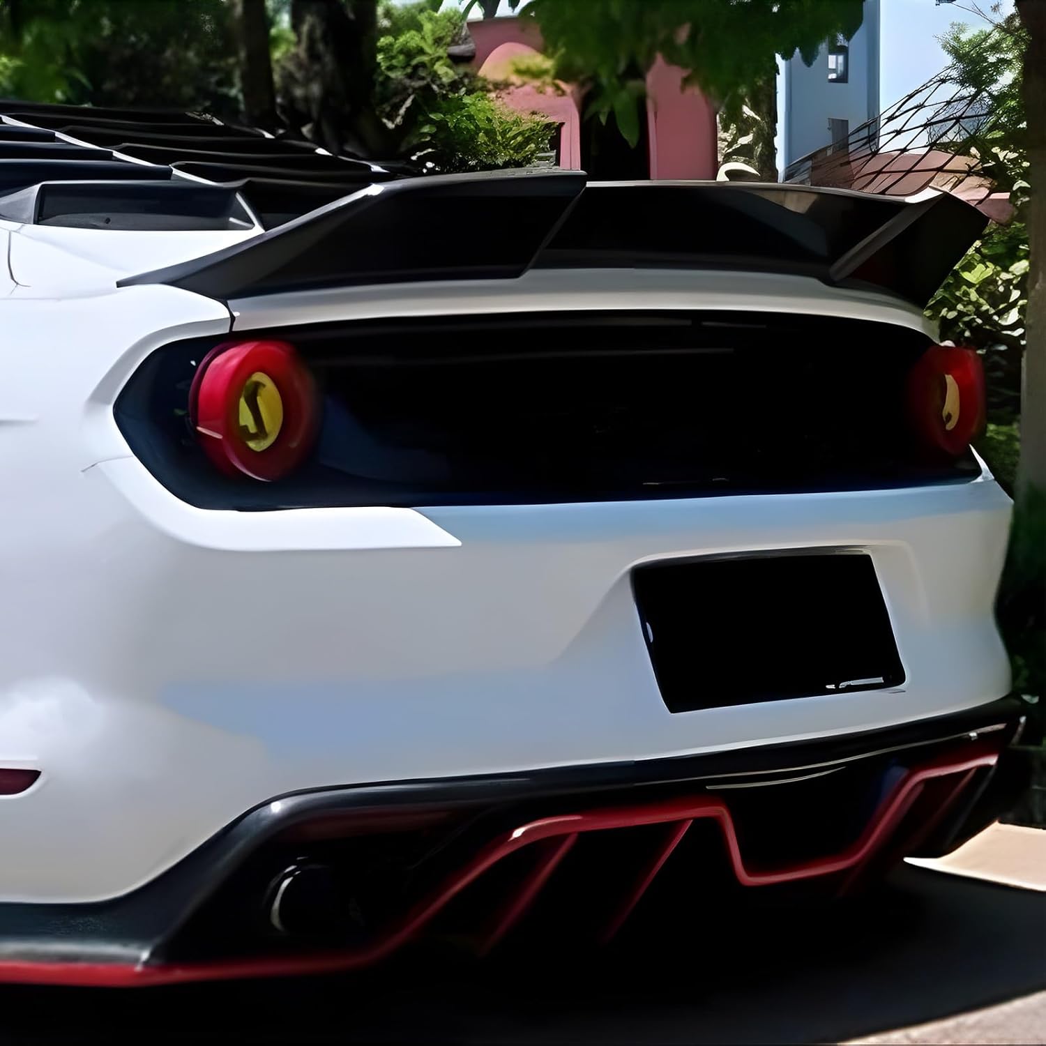 Carbon Fiber Rear Spoiler Wing Compatible with Mustang 2015-2022 Rear Trunk Lip Spoiler Wing Vehicle Body Styling Kit