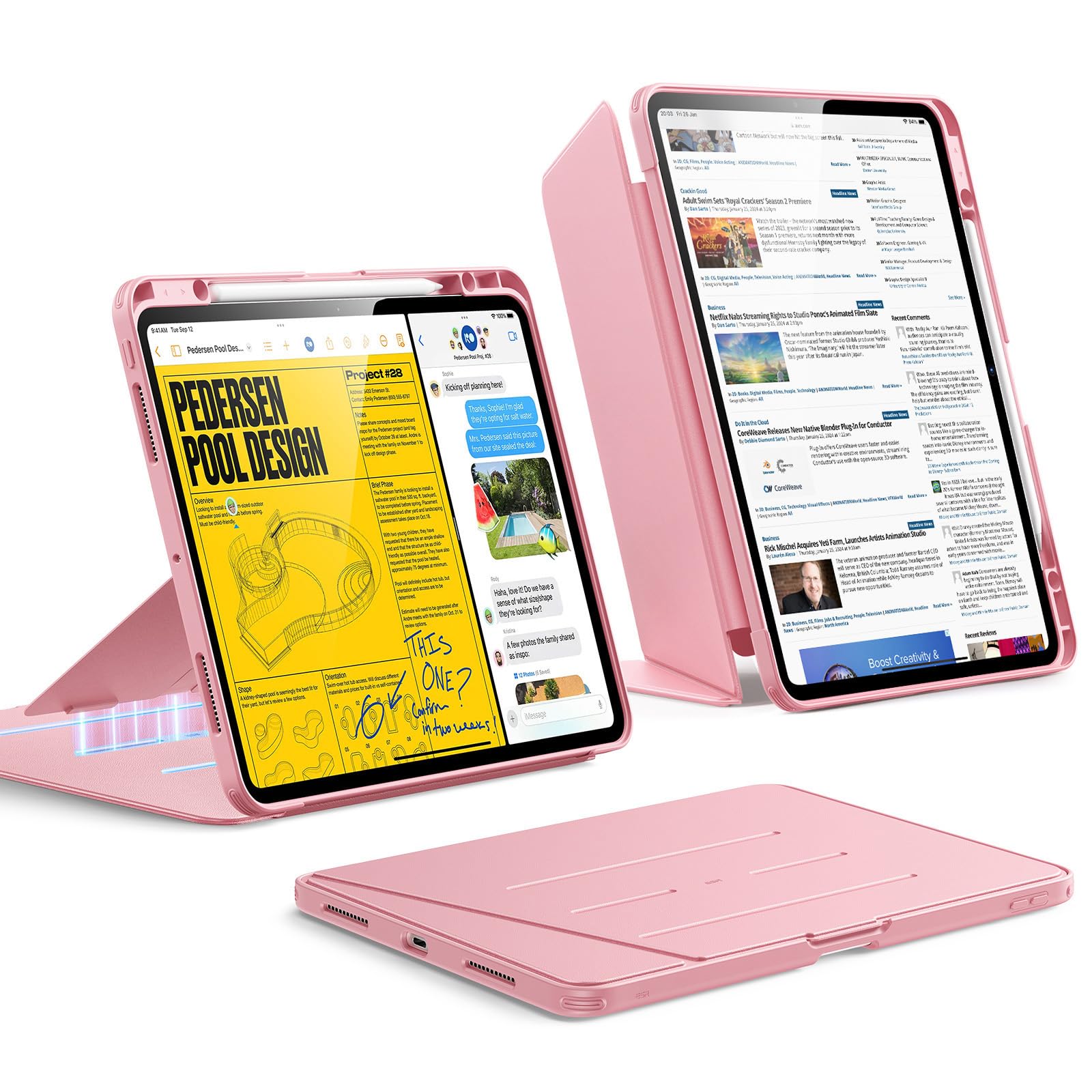 ESR Hülle für iPad Air 13 Zoll (2026/2025/2024) M4/M3/M2, Vertikale Stand, Mehrere Standwinkel, Ultrastabile Hülle mit Stifthalter, Flip Serie, Violett