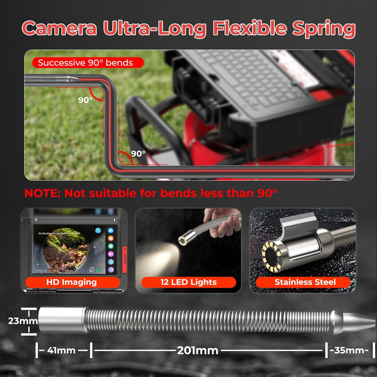 Oiiwak Sewer Camera with Locator, OK-S1 7mm Diameter Cable 10.1" Touch-Screen Sewer Inspection Camera with DVR for Drain Plumbing Pipe - 512 Hz Transmitter, Self-Leveling, Distance Counter, 165FT