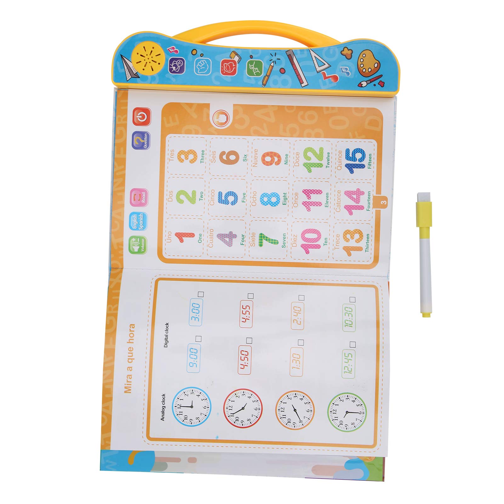 Fockety Livre Parlant Bilingue Anglais-espagnol – Jouet éducatif Interactif Avec Sons Et Musique, Dès 2 Ans