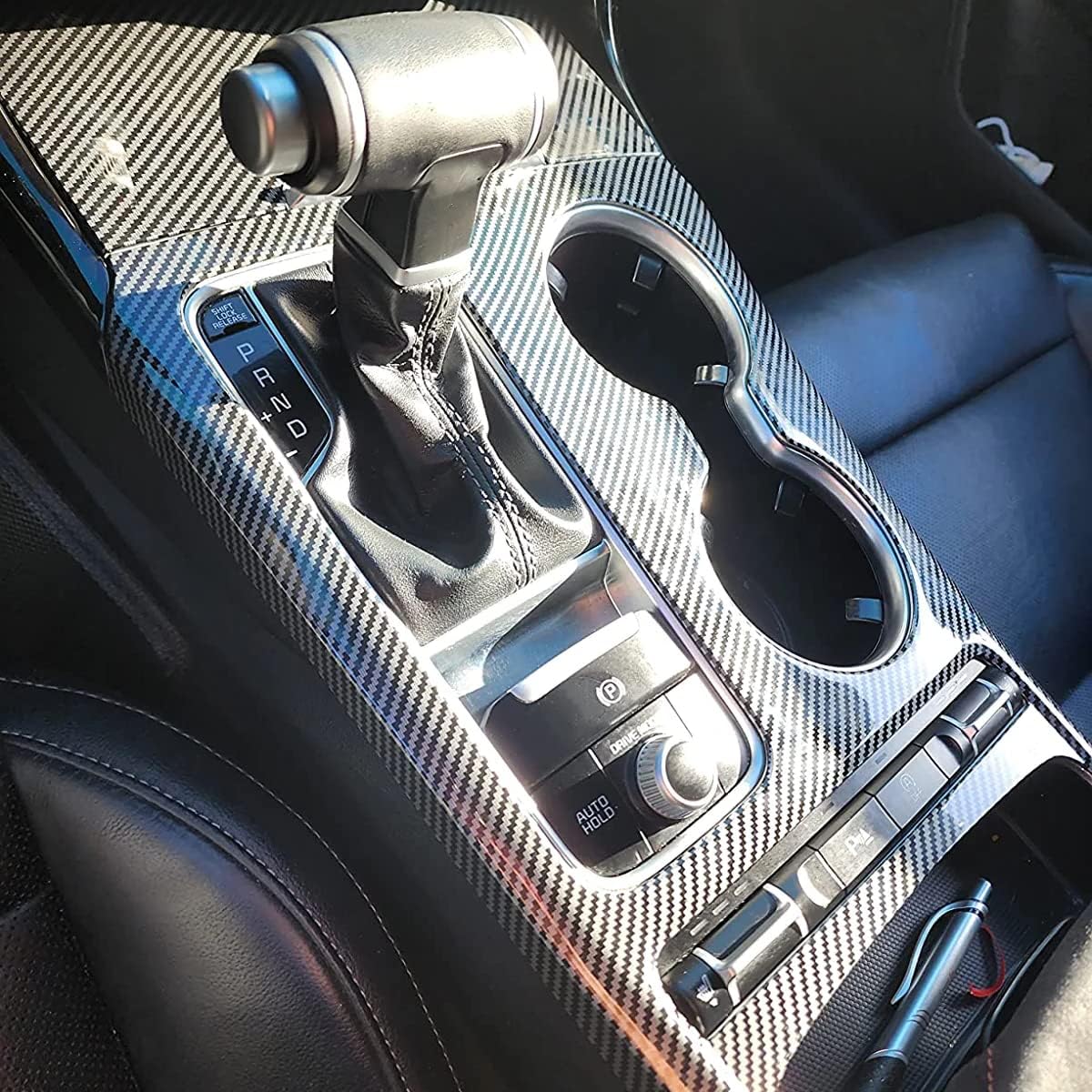 YOUTOOCAR Carbon Fiber Pattern Gear Shift Panel Cover Compatible with Kia Stinger 2018-2023 Accessories