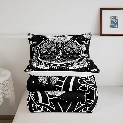 Miniatura 82 de Castle Fairy Juego de edredón de Halloween tamaño individual, juego de ropa de cama con estampado de animales de murciélagos negros para niños