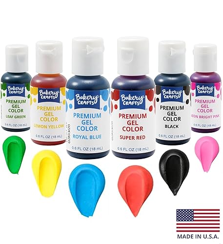 Miniatura 1 de Bakery Crafts Surtido de 6 botellas de gel de alta calidad, 4.2 onzas líquidas, colorante comestible para uso con mezcla de pasteles, crema de