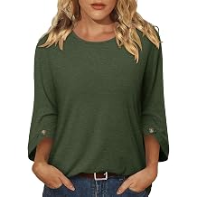 CRAZY GRID Womens Tops 3/4 Length Sleeve Dressy Casual Blouses for Women 2026 Trendy Crew Neck T Shirts Summer Clothes