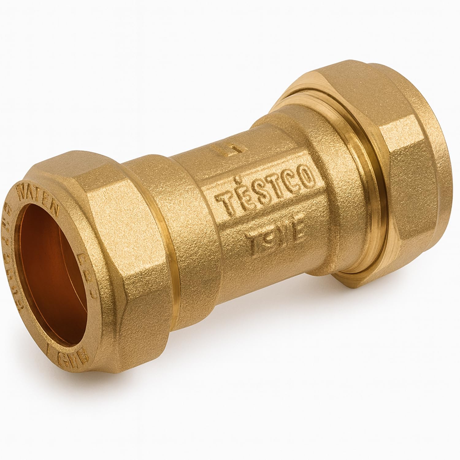Westco WRAS 22mm C x C DZR Single Check Valve - Compression Brass Non-Return Valve for Water Systems & Plumbing Safety