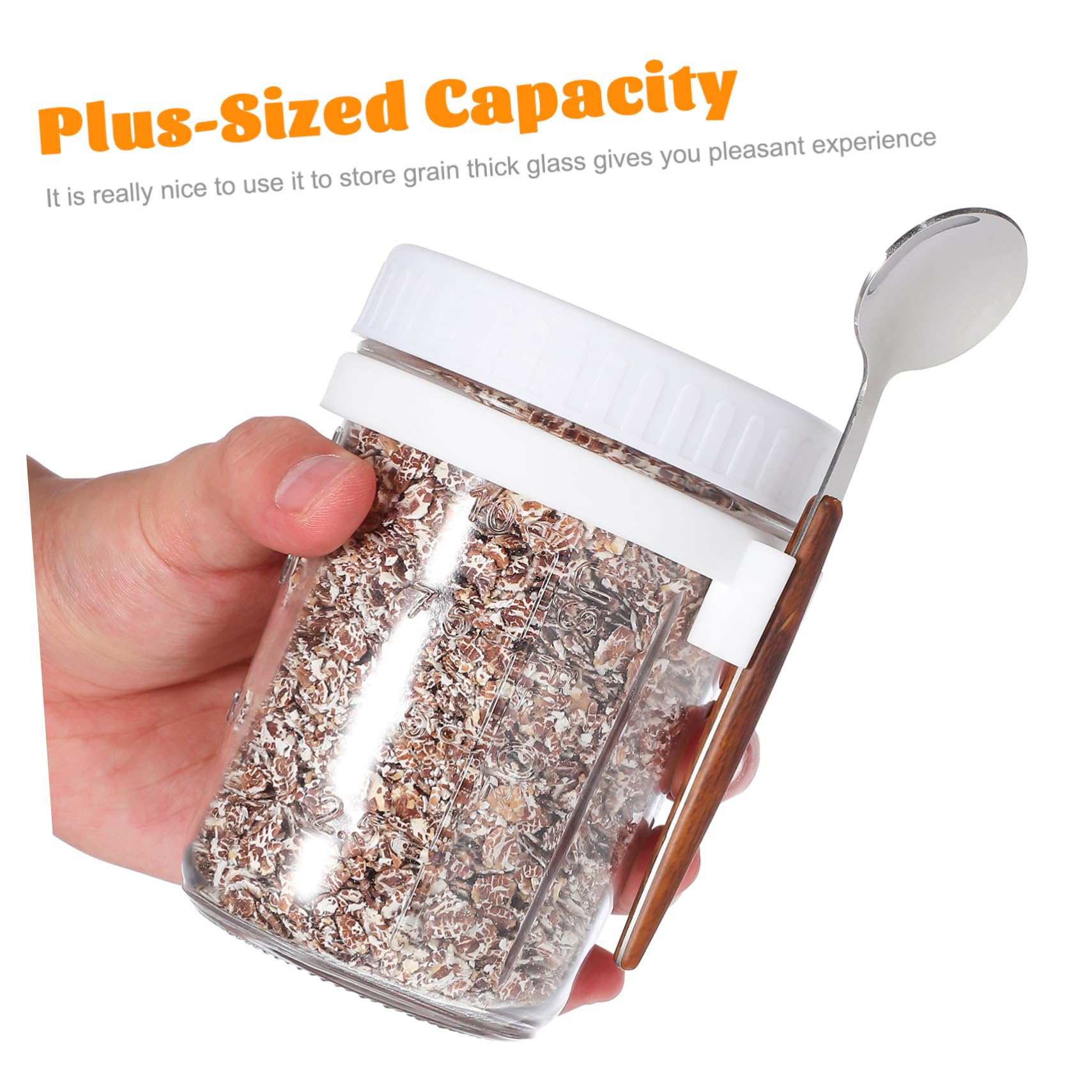 SOLUSTRE 4 Stück Teiliges Einmachglas mit Deckel und Löffel Luftdichter Großer Glasbehälter für Joghurt Frühstück Vielseitiger Küchen Vorratsglas für Büro und Picknick