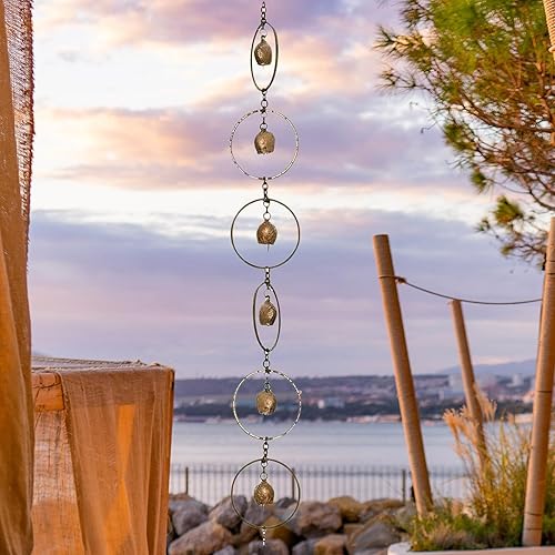 Miniatura 5 de Gralara Cadenas de agua de lluvia para desagüe de canalón, sustitución de bajante de canalón funcional y decorativo, repuesto para el hogar, campana