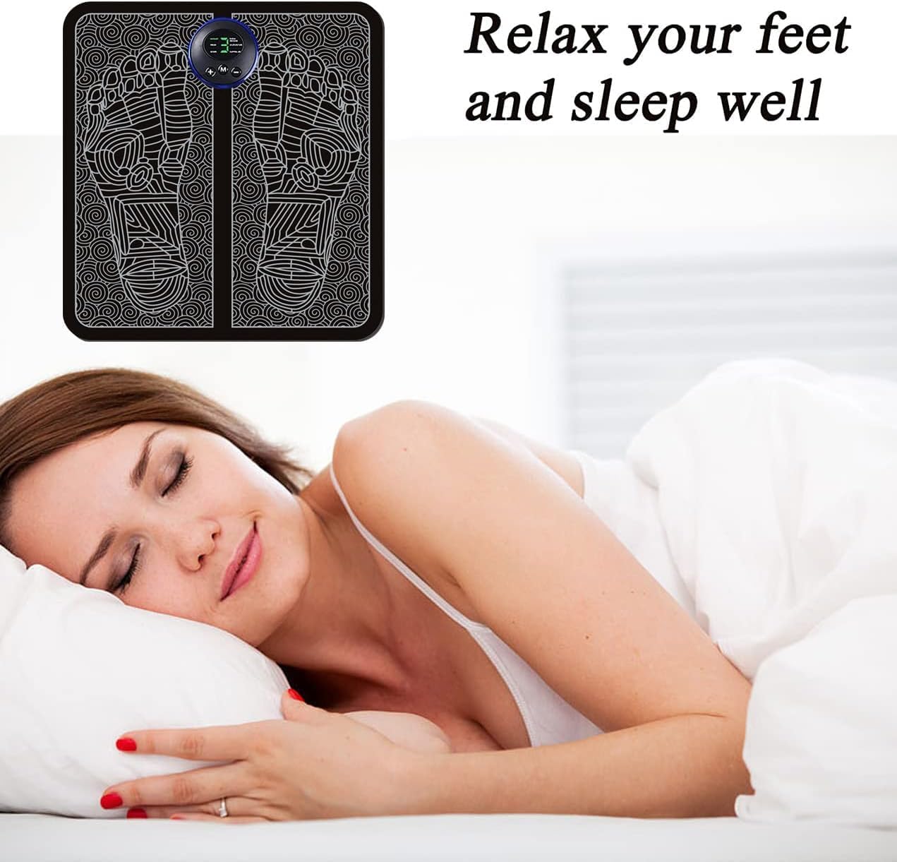 ROULER Foot Massager Mat with 8 Modes, USB Rechargeable, Portable Feet Pad for Home Use