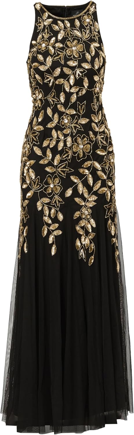 Adrianna Papell Womens Halter Bead Godet Dress - Image 5