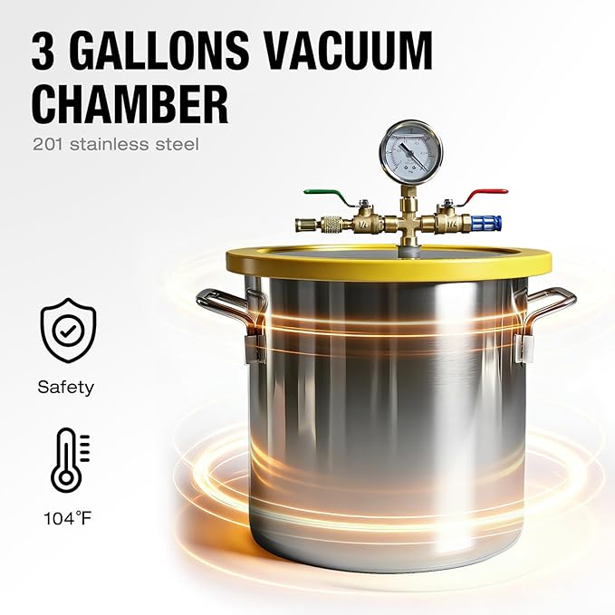 Cámara de Vacío 3 Galones con Bomba, Kit de Degasificación miniatura 4