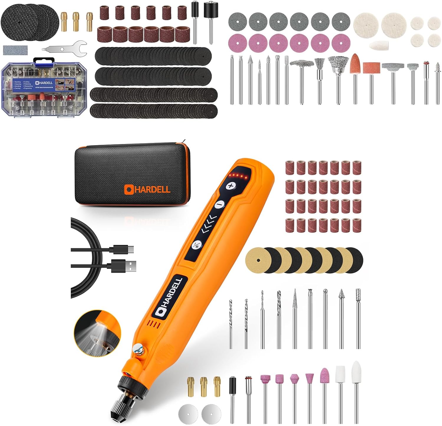 HARDELL Mini Cordless Rotary Tool & 230pcs Rotary Tool Accessories