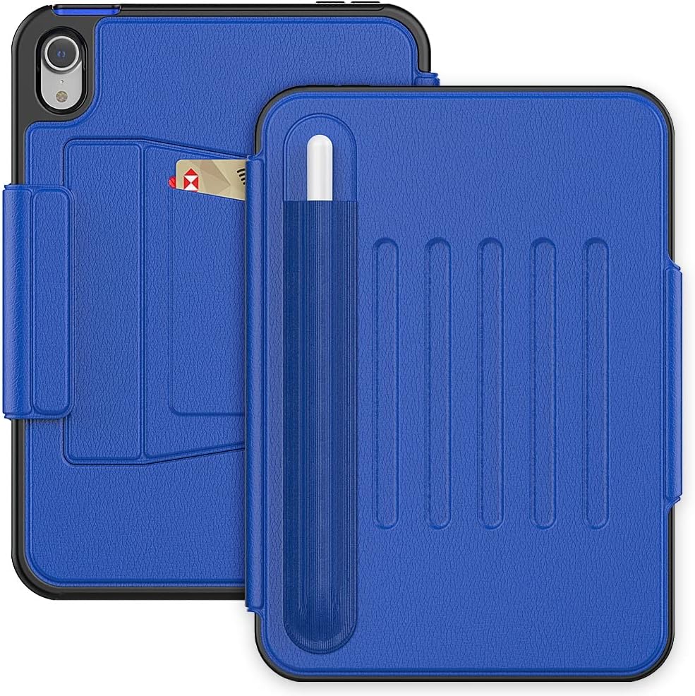 Magnetic Smart Cover Case for iPad mini 6 Case 2021 8.3 Inch, Shockproof Protective Case with Auto Sleep/Wake PU Leather Case, Multi-Angle Stand, Pencil Holder & Card Slots