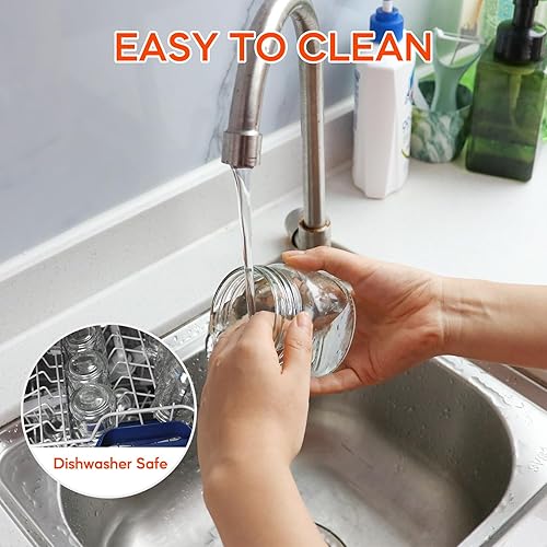 Miniatura 4 de Paquete de 6 tarros pequeños de 8 onzas, tarros de conservas de media pinta, 6 tapas de tipo dividido y 6 tapas individuales adicionales incluidas,