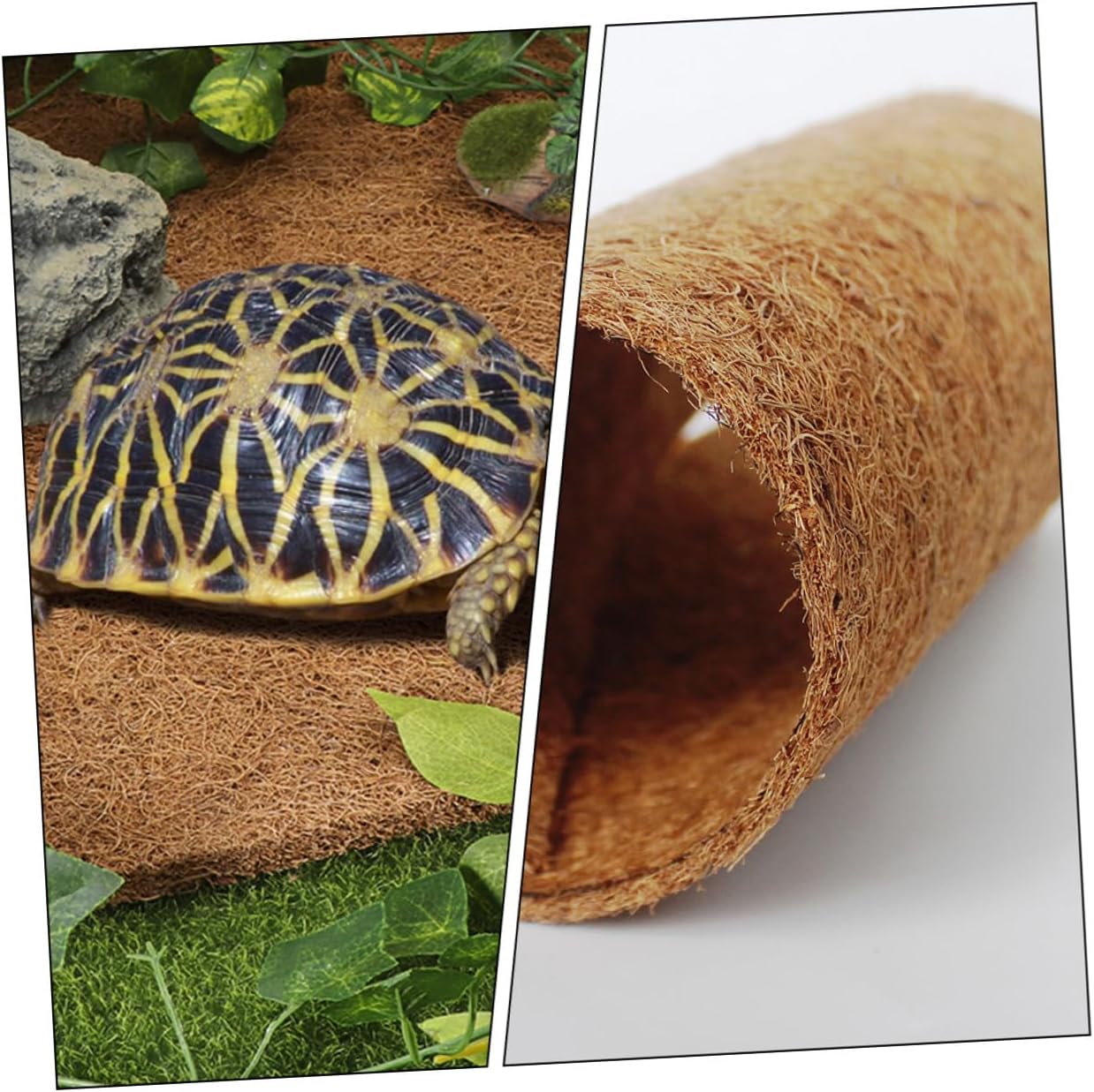 Natural Coconut Fiber Reptile Carpet Mat Non-Slip Terrarium Bedding for Lizards Snakes Tortoises Soft Breathable Fit Substrate Liner with Air and Water Permeability