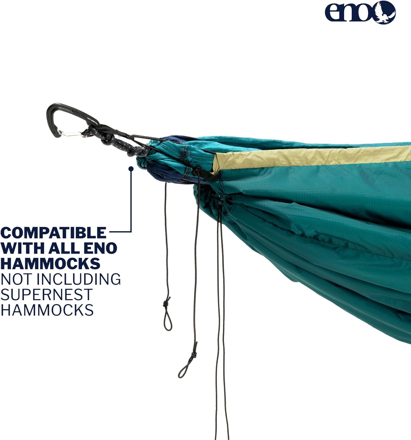 ENO Ember UnderQuilt - Protective and Warm Hammock Quilt with Recycled Synthetic Insulation - for Camping, Hiking, Backpacking, Festival, Travel, or The Beach - Marine/Tan
