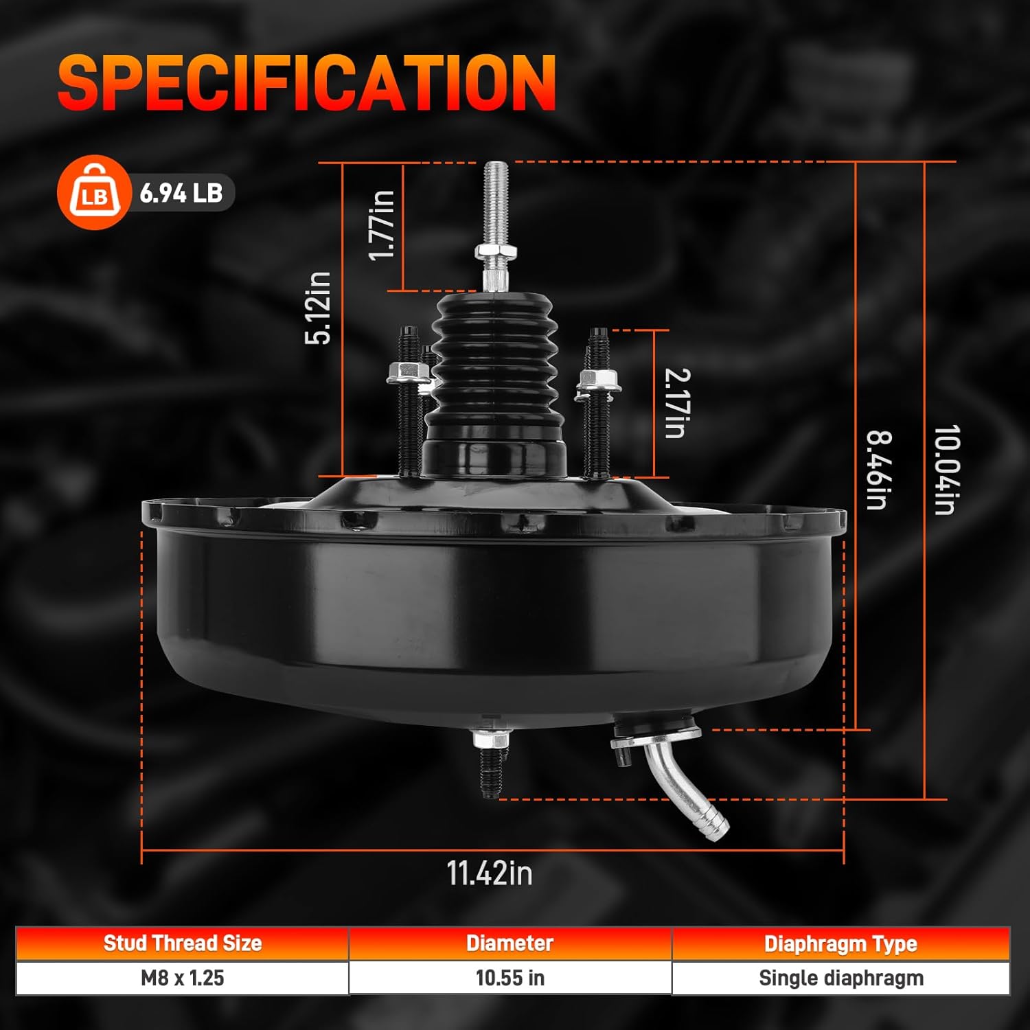 53-4902 Vacuum Power Brake Booster Compatible with Toyota Tundra Base SR5 Limited 3.4L 4.0L 4.7L V6 V8 2000-2006, Booster Assembly Replace # 44610-0C010, 44610-0C011, 44610-0C012