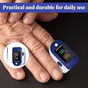 Finger Pulse Oximeter,Led Spo2 Monitor for Adults & Kids,Oxygen Monitor Finger Adults,Accurate Blood Oxygen Saturation Meter with Hanging Chain for Home/Travel/Hospital Use(Blue)