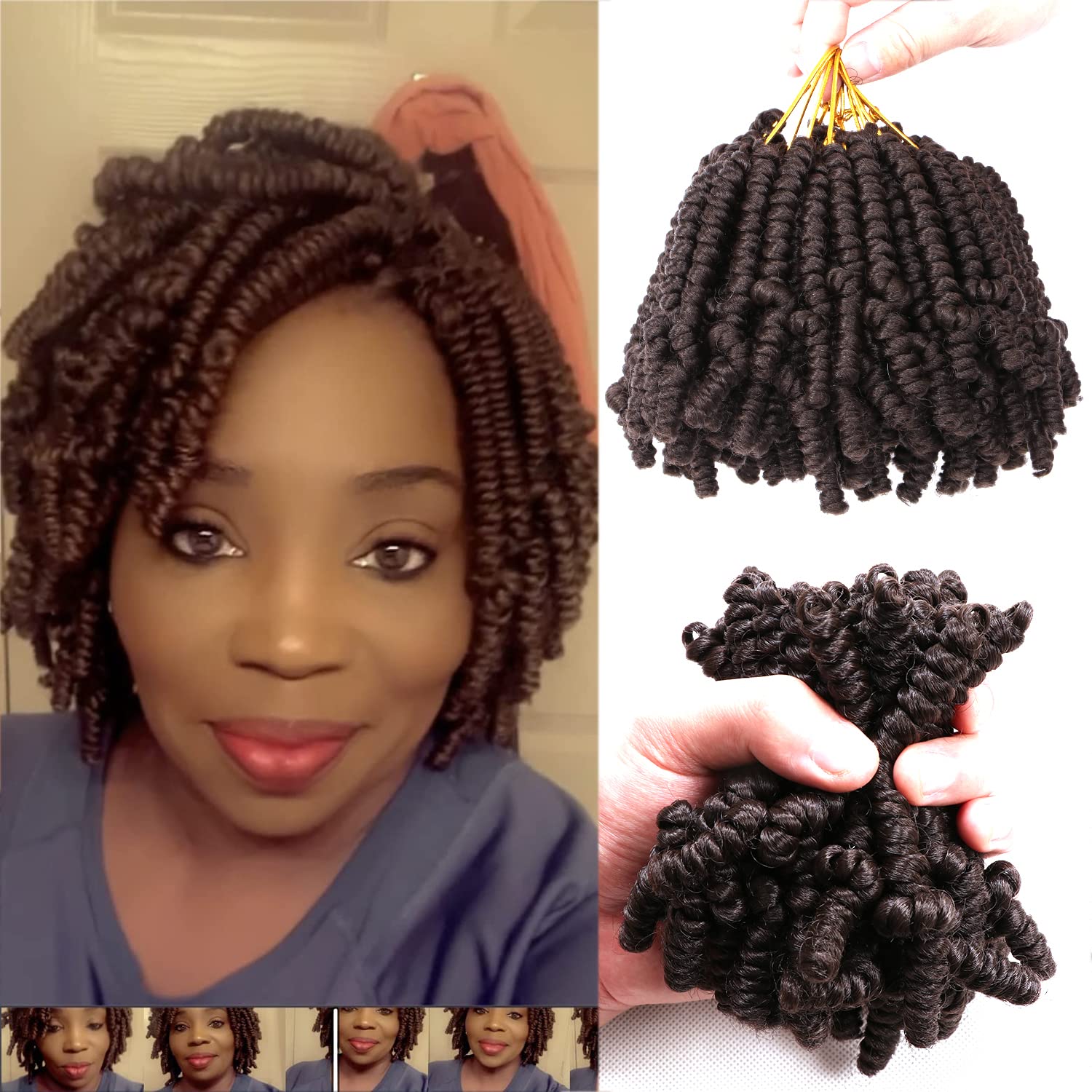 Buy 8 Packs Short Spring Twist Crochet Hair 4Inch Pretwisted Passion