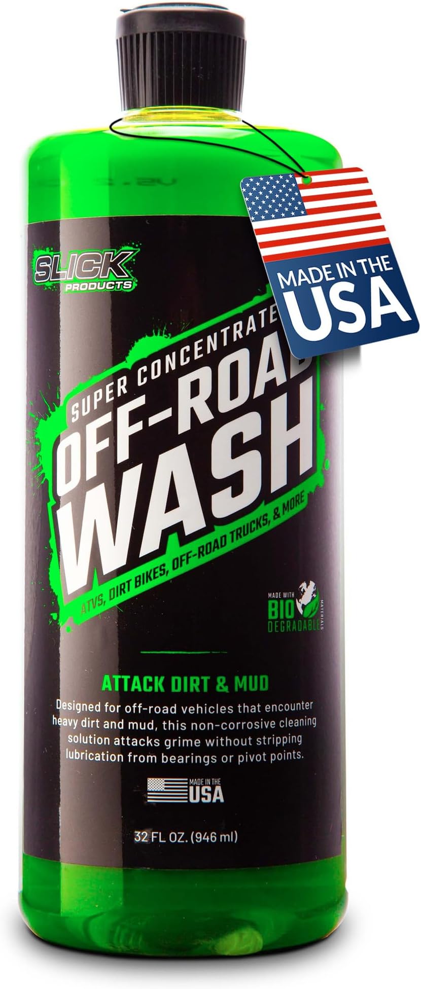 Slick Products Total Off-Road Wash Super Concentrate – Thick Foaming Car Wash Soap with Hybrid-Ceramic Formula for Dirt Bikes ATV UTV Trucks Jeeps and More – Foam Cannon Ready – 32 oz