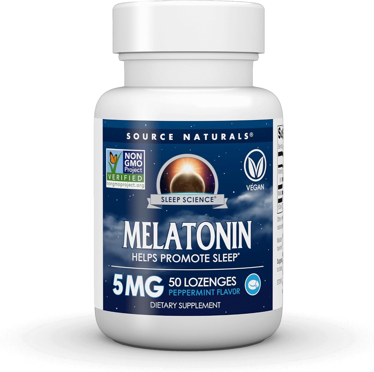 Melatonina de Sleep Science, 5 mg - 50 pastillas veganas | Ayuda a promover el sueño | Proyecto sin OGM verificado | Sabor a menta*