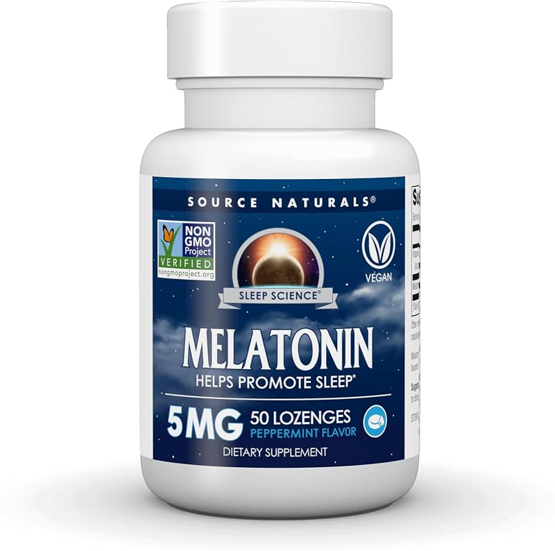 Melatonina de Sleep Science, 5 mg - 50 pastillas veganas | Ayuda a promover el sueño | Proyecto sin OGM verificado | Sabor a menta*