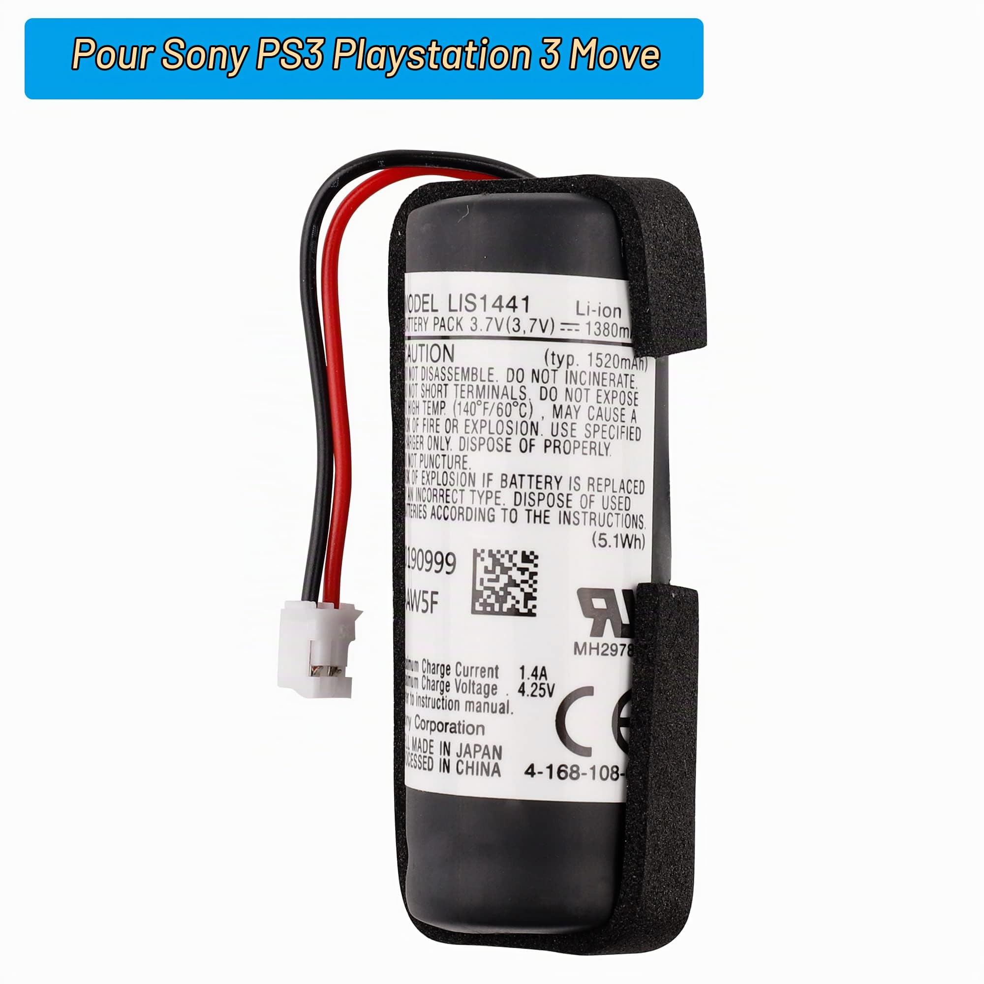 Batterie de rechange LIS1441 LIP1450 compatible avec Sony PS3 PlayStation 3 Move Motion Controller