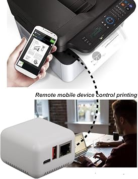 Sxhlseller USB 2.0 Network Print Server USB Print Server 5V LAN Compact Print Share Server Print Server for for Android for Linux3.4(White) (US Plug)