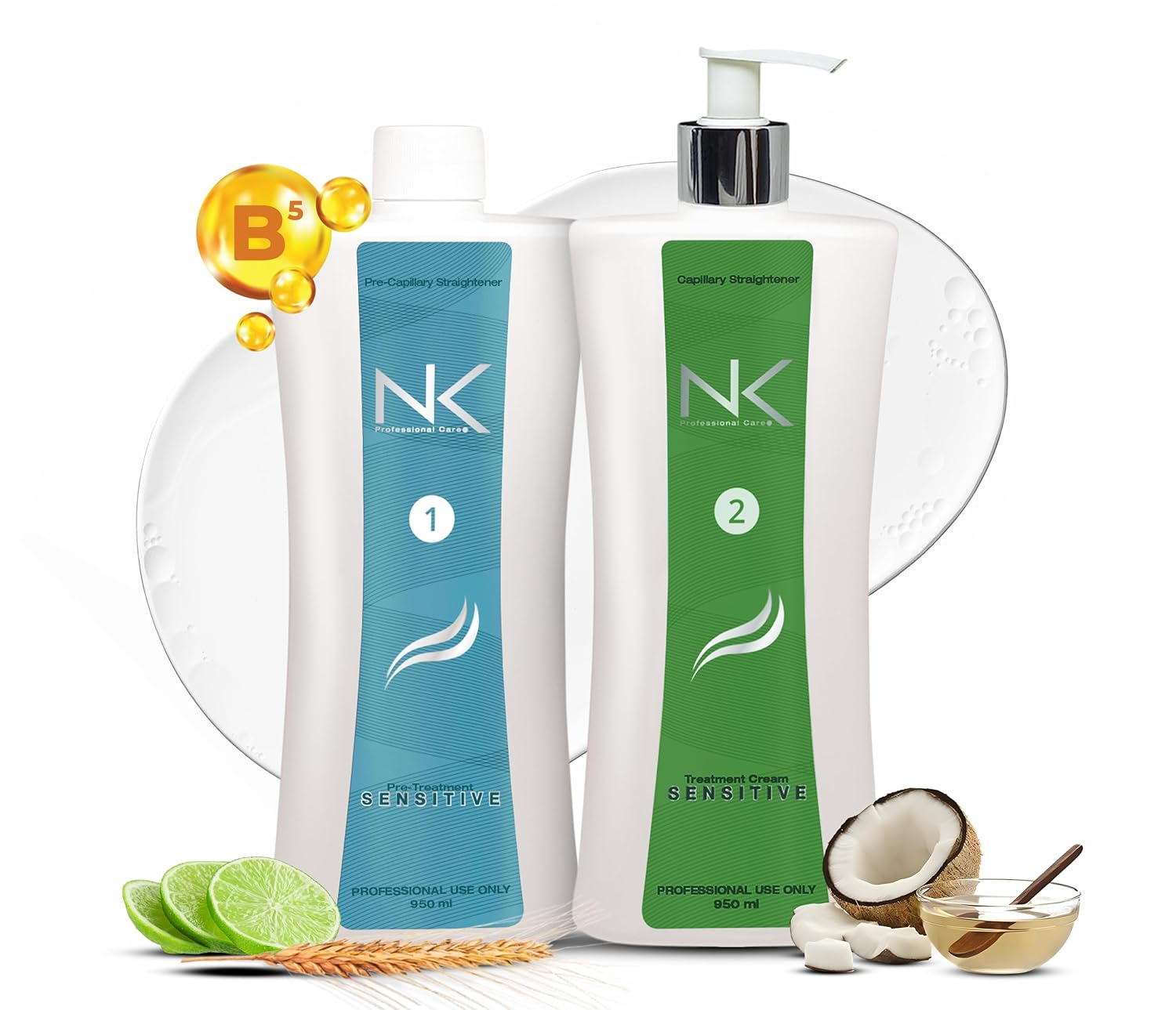 NK Professional Care Keratin Hair Straightening Treatment, Cream, Vegan, for Sensitive Scalps, Formaldehyde Free, 450ml, 15oz