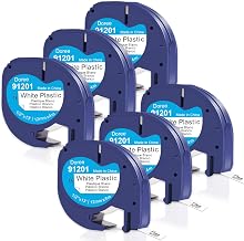 DOREE Pack of 6 91201 91221 S0721660 LetraTag Compatible Plastic Ribbon 12 mm White